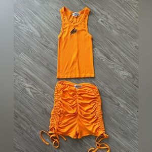 RARE!! I AM GIA Orange Scrunch Shorts and Gia Halter Crop Top Set